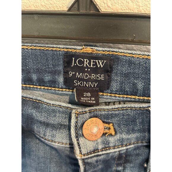 J. Crew 9" Mid-Rise Skinny Dark Wash Denim Jeans (WOMENS 28) - Picture 2 of 3